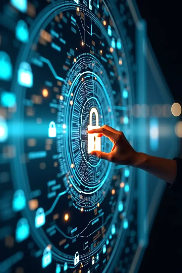 Hand interacting with a digital security lock